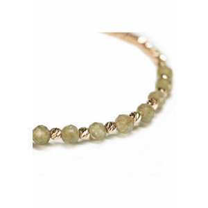 Bratara cu 55 de bile de Aur 14k si pietre semipretioase Peridot - Ajustabila imagine