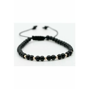 Bratara cu 6 bile de Aur 14k si pietre semipretioase Onix negru mat - Ajustabila imagine