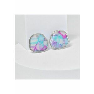 Cercei din lut polimeric si rasina epoxidica - unici - multicolori - 5x5cm imagine