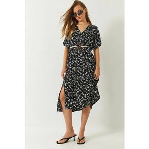 Rochie midi - decolteu in V - Negru imagine
