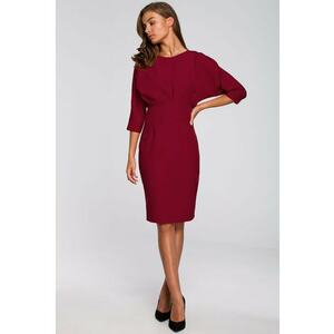 Rochie burgundy cu dantele - maneci kimono - lungime sub genunchi - Visiniu imagine
