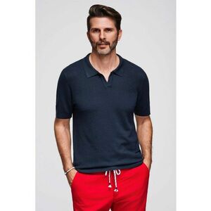 Tricou regular fit cu guler polo - Bleumarin imagine