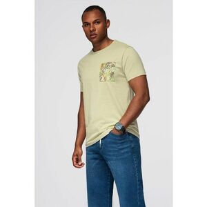 Tricou din bumbac cu decolteu la baza gatului - Verde fistic imagine