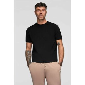 Tricou din amestec de bumbac cu maneci raglan - Negru imagine