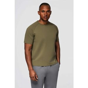 Tricou din amestec de bumbac cu maneci raglan - Kaki imagine