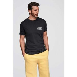 Tricou cu decolteu la baza gatului si detaliu cu logo pe piept - Negru imagine