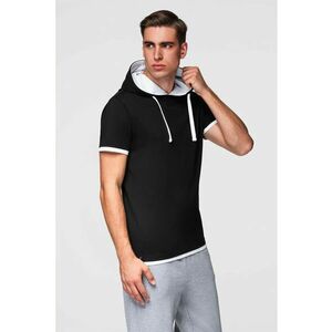 Tricou din bumbac cu gluga - Negru imagine