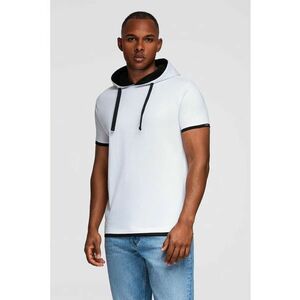 Tricou din bumbac cu gluga - Alb imagine