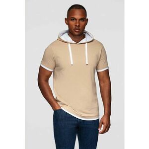 Tricou din bumbac cu gluga - Bej deschis imagine