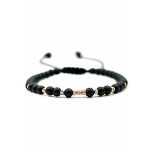 Bratara cu 9 bile de Aur 14k si pietre semipretioase Onix mat - Ajustabila imagine