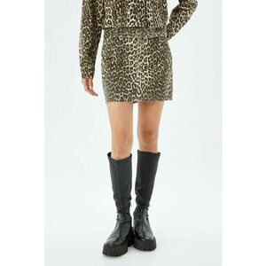 Fusta mini cu animal print - Negru/Maro deschis imagine