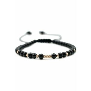 Bratara cu 9 bile de Aur 14k si pietre semipretioase Onix negru - Ajustabila imagine