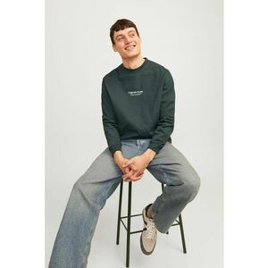 Bluza de bumbac cu decolteu la baza gatului - Verde padure imagine