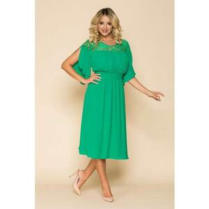 Rochie midi cu garnituri din dantela - Verde persan imagine