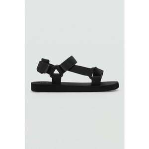 Sandale cu inchidere velcro si model uni - Negru imagine