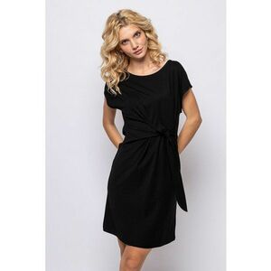 Rochie din amestec de modal cu detaliu nod Vilona - Negru imagine