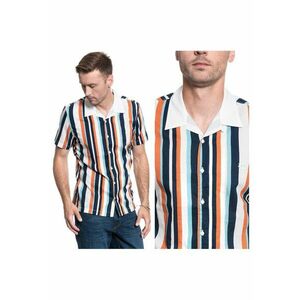 Camasa Barbati - SS Bowling Shirt - Regular Fit - Maneci Scurti - Design Clasic - Cu Nasturi - Bumbac - Marime M - Portocaliu imagine