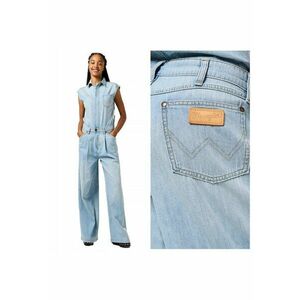 Blugi Dama - Trouser Jumpsuit - Regular Fit - Lungi - 5 Buzunare - Fermoar - Bumbac - Marime L - Albastru imagine