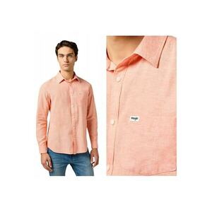 Camasa Barbati - 1PKT Shirt - Regular Fit - Maneci Lungi - Cu Nasturi - Design Clasic - Bumbac - Portocaliu - Portocaliu imagine