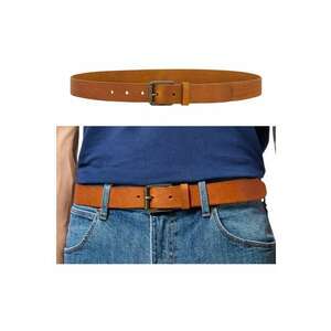 Curea bărbați - piele naturală - cataramă metalică - maro - 90 cm imagine