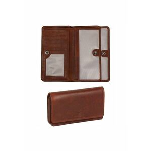 Portofel Dama - Como Wallet - Inchidere Cu Clip - Mai Multe Buzunare - Cu Logo - Design Clasic - 100% Piele Naturala - Dimensiune Universala - Maro imagine