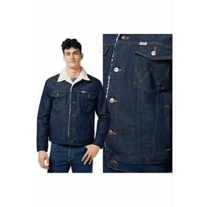 Jacheta Barbati - Sherpa Denim Jacket - Regular Fit - Denim Design - Fara Gluga - Cu Nasturi - Bumbac - Marime M - Albastru imagine