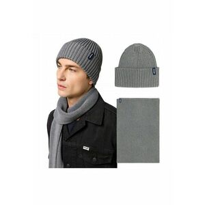 Set Caciula Si Esarfa Barbati - Scarf Beanie Set - Regular Fit - Caldura Si Confortabila - Design Clasic - Cu Logo - Bumbac - One Size - Gri imagine