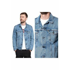 Jacheta Barbati - Pride Community Trucker Jacket - Regular Fit - Denim Design - Fara Gluga - Cu Nasturi - Bumbac - Marime L - Albastru imagine