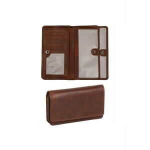 Portofel Dama - Como Wallet - Inchidere Cu Clip - Mai Multe Buzunare - Cu Logo - Design Clasic - 100% Piele Naturala - Dimensiune Universala - Maro imagine