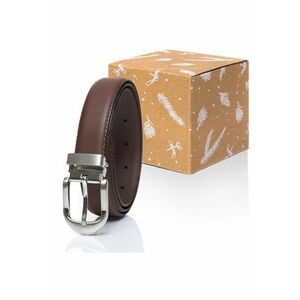 Cureaua Barbati - Vanzetti Belt - Regular Fit - Cu Catarama Metalica - Design Clasic - Pentru Pantaloni - Blugi - Pantaloni Scurti - 100% Piele Naturala - 110 cm - Maro imagine