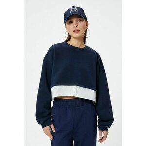 Bluza de trening crop din amestec de bumbac - Alb/Bleumarin imagine