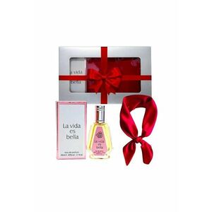 Set Elysa – Apa de Parfum La Vida es Bella 50ml - Esarfa satinata rosie imagine