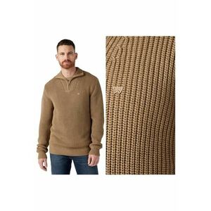Pulover Barbati - Half Zip Knit - Regular Fit - Maneci Lungi - Guler Inalt - Design Simplu - Bumbac - Bej - Bej imagine