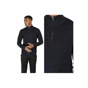 Pulover Barbati - Langdon Half Zip - Regular Fit - Maneci Lungi - Guler Inalt - Design Simplu - Bumbac - Negru - Albastru imagine