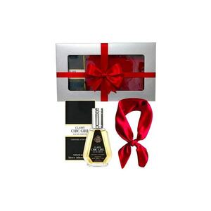 Set Elysa – Apa de Parfum Classy Chic Girl 50ml - Esarfa satinata rosie imagine