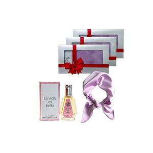 3 x Set Elysa – Apa de Parfum La Vida es Bella 50ml - Esarfa satinata lila imagine