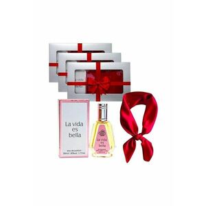 3 x Set Elysa – Apa de Parfum La Vida es Bella 50ml - Esarfa satinata rosie imagine