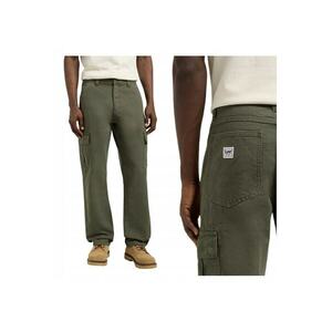 Pantaloni Barbati - Cargo Pant - Loose Fit - Cu Fermoar - 5 Buzunare - Lungi - Bumbac - Verde - Verde imagine