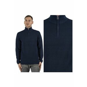 Pulover Barbati - Langdon Half Zip - Regular Fit - Maneci Lungi - Guler Inalt - Design Simplu - Bumbac - 3XL - Albastru imagine
