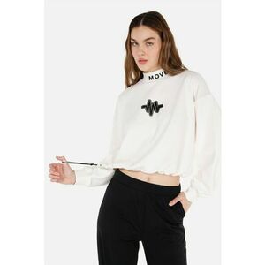 Bluza crop de trening cu maneci cazute - Alb murdar imagine