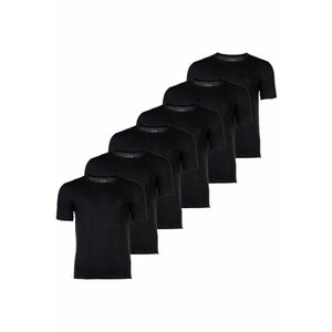 Set de tricouri cu decolteu rotund - 6 piese - Negru imagine