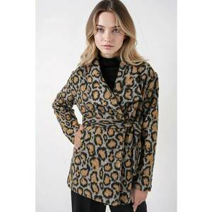 Palton dama - HiCCUP - Supradimensionat - Model leopard - Negru - Poliester/Bumbac imagine