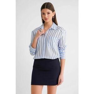 Camasa dama - camasa din poplin cu dungi - albastru deschis - bumbac imagine
