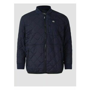 Big Size Jacheta bomber - barbati big sizes - cu guler tricotat si model in valuri - Bleumarin inchis imagine