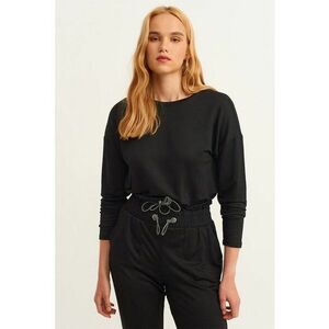 Bluza cu terminatie cu snur - Negru imagine