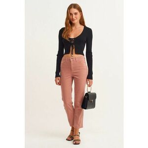 Pantaloni crop cu croiala dreapta - Roz prafuit imagine