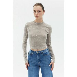 Bluza straiata cu croiala slim-fit si aspect decolorat - Maro taupe deschis imagine