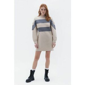 Rochie-bluza de trening din bumbac - Gri carbune/Maro camel imagine