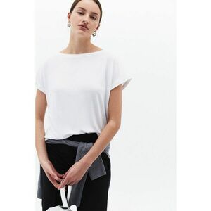 Tricou din amestec de modal cu decolteu barcuta - Alb imagine