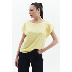 Tricou din bumbac si modal cu model uni - Galben pai imagine